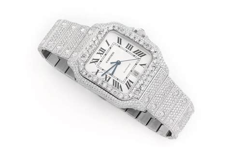 cartier santos iced out|cartier santos 4072 price.